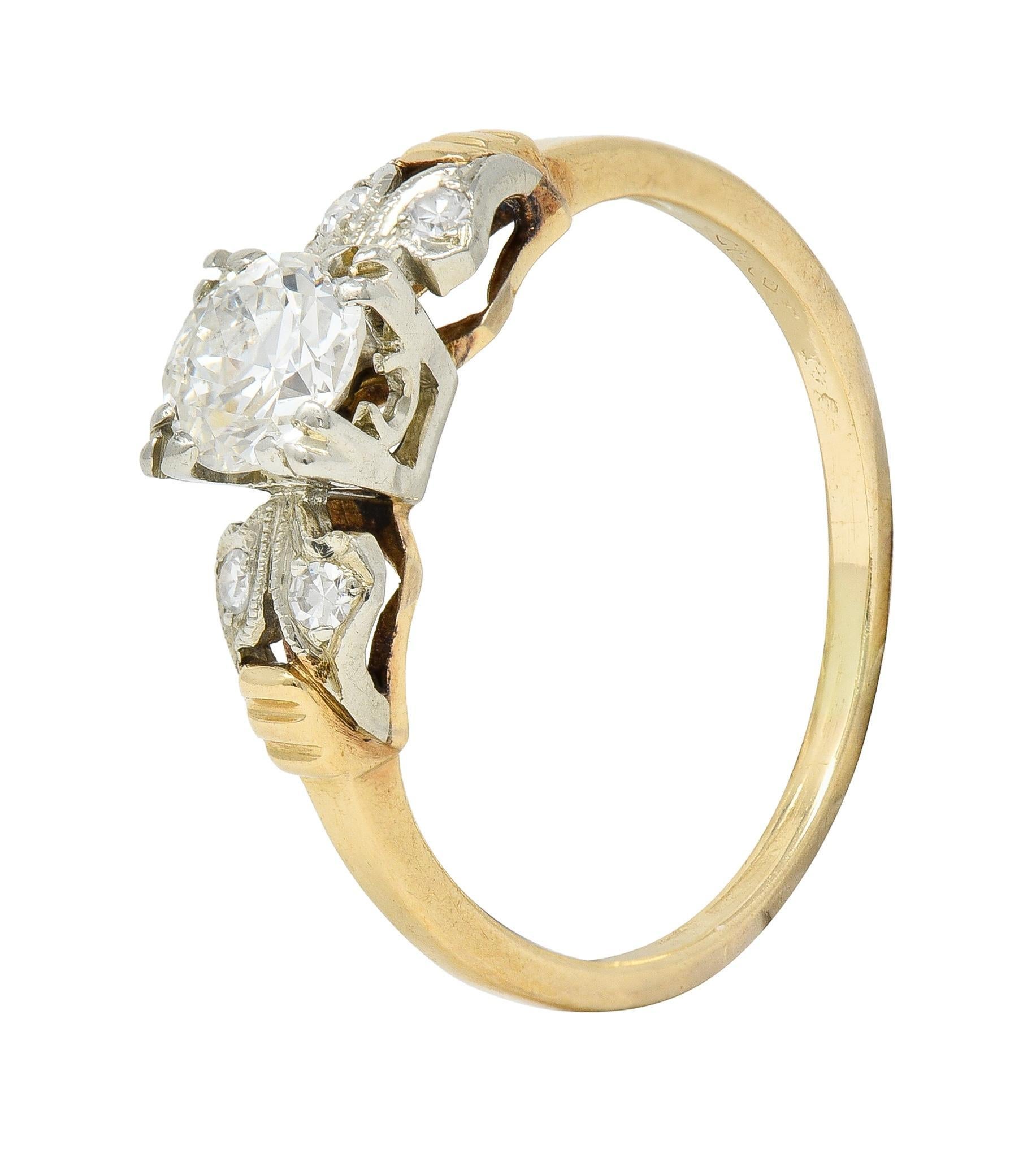 Retro 0.52 CTW Old European Cut Diamond 14 Karat Two-Tone Gold Engagement Ring 5