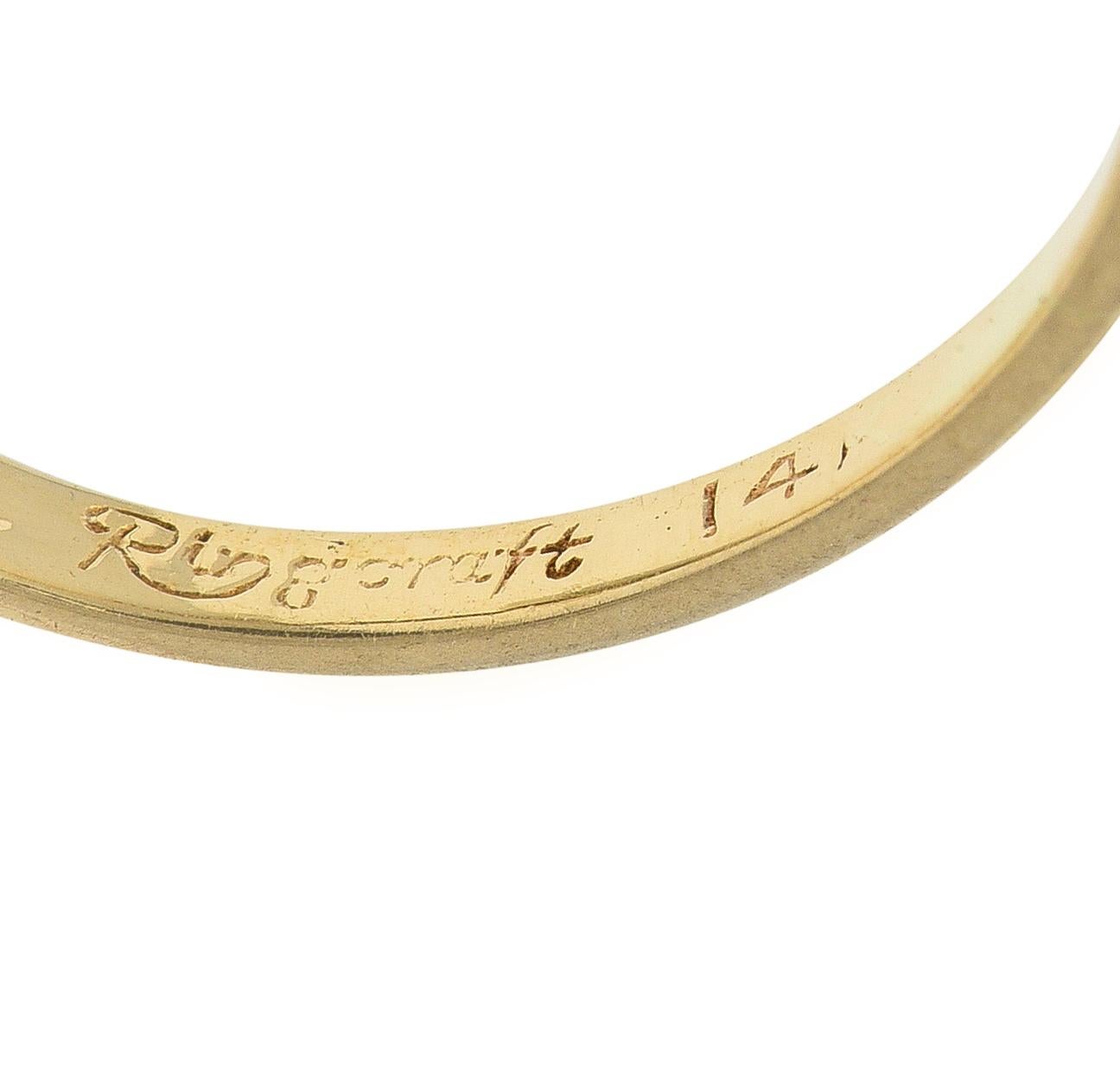 Retro 0.53 CTW European Cut Diamond 14 Karat Gold Blossom Engagement Ring For Sale 1