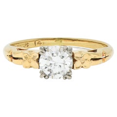 Retro 0.53 CTW European Cut Diamond 14 Karat Gold Blossom Engagement Ring