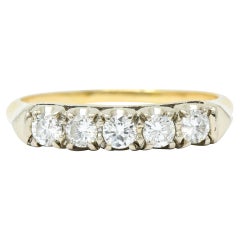 Retro 0.55 Carat Diamond 14 Karat Two-Tone Gold Fishtail Band Ring
