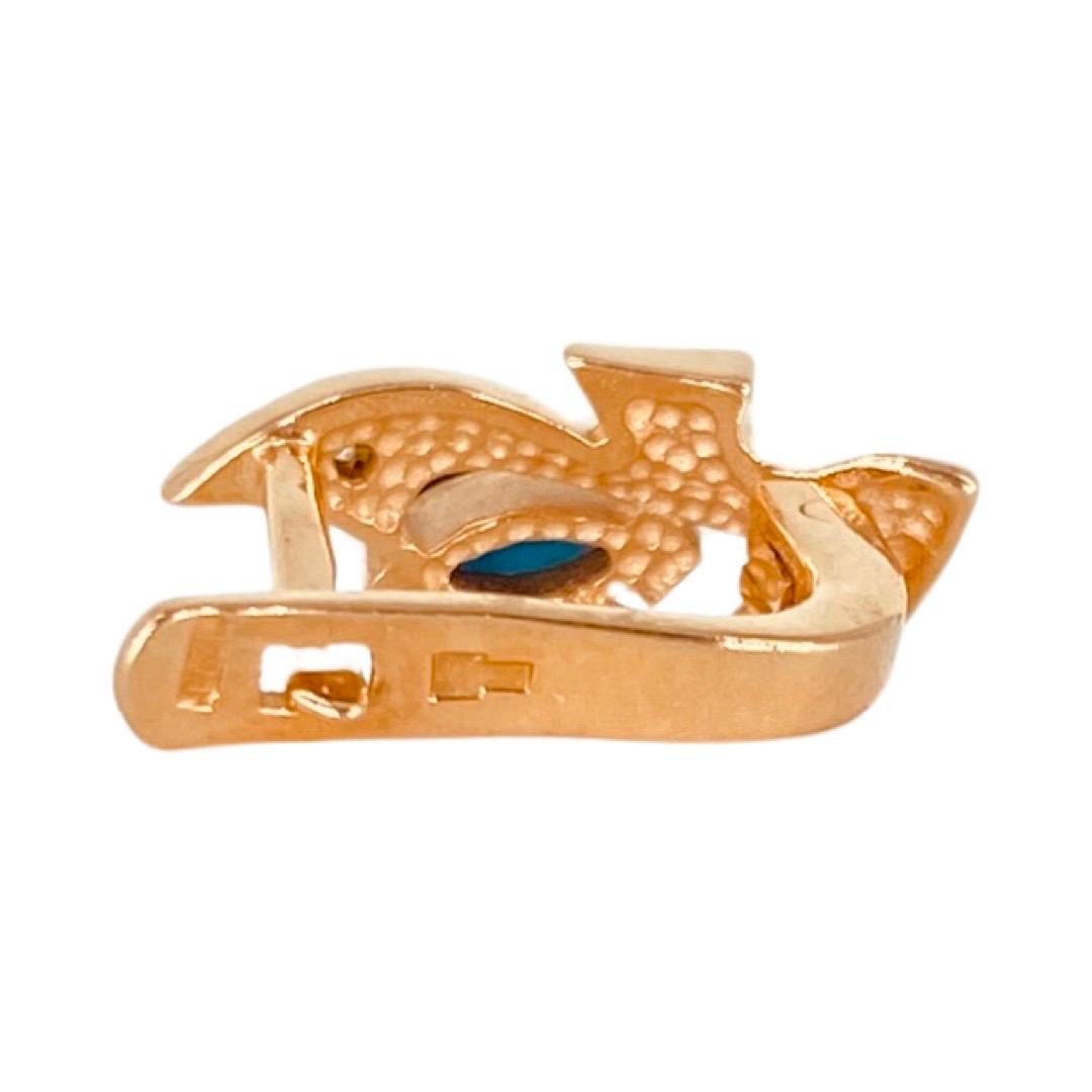 Retro 0.55 Carat Sapphire and Diamonds Earrings Russia 14k Gold In Excellent Condition For Sale In Miami, FL