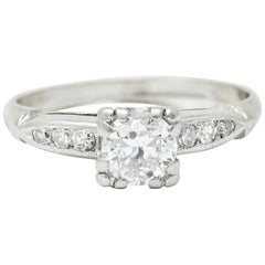 Retro 0.63 Carat Diamond Platinum Engagement Ring, circa 1940