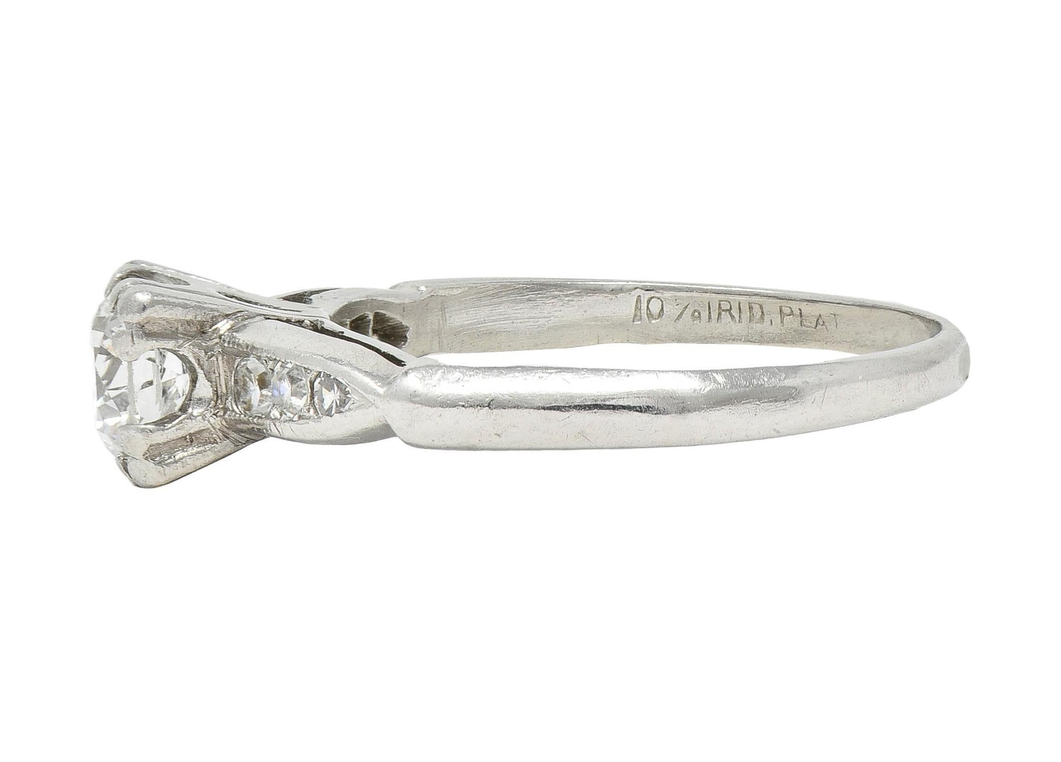 Women's Retro 0.63 CTW Diamond Platinum Vintage Engagement Ring For Sale