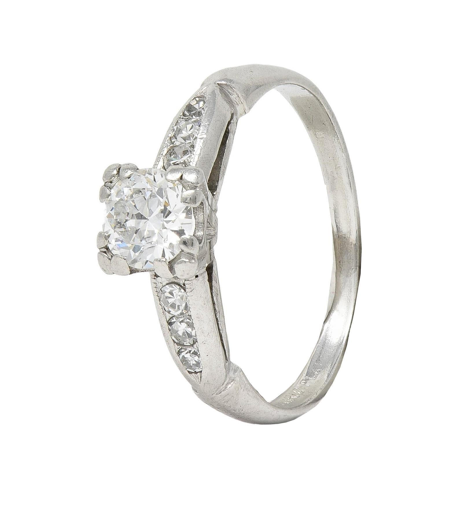 Retro 0.63 CTW Diamond Platinum Vintage Engagement Ring For Sale 3