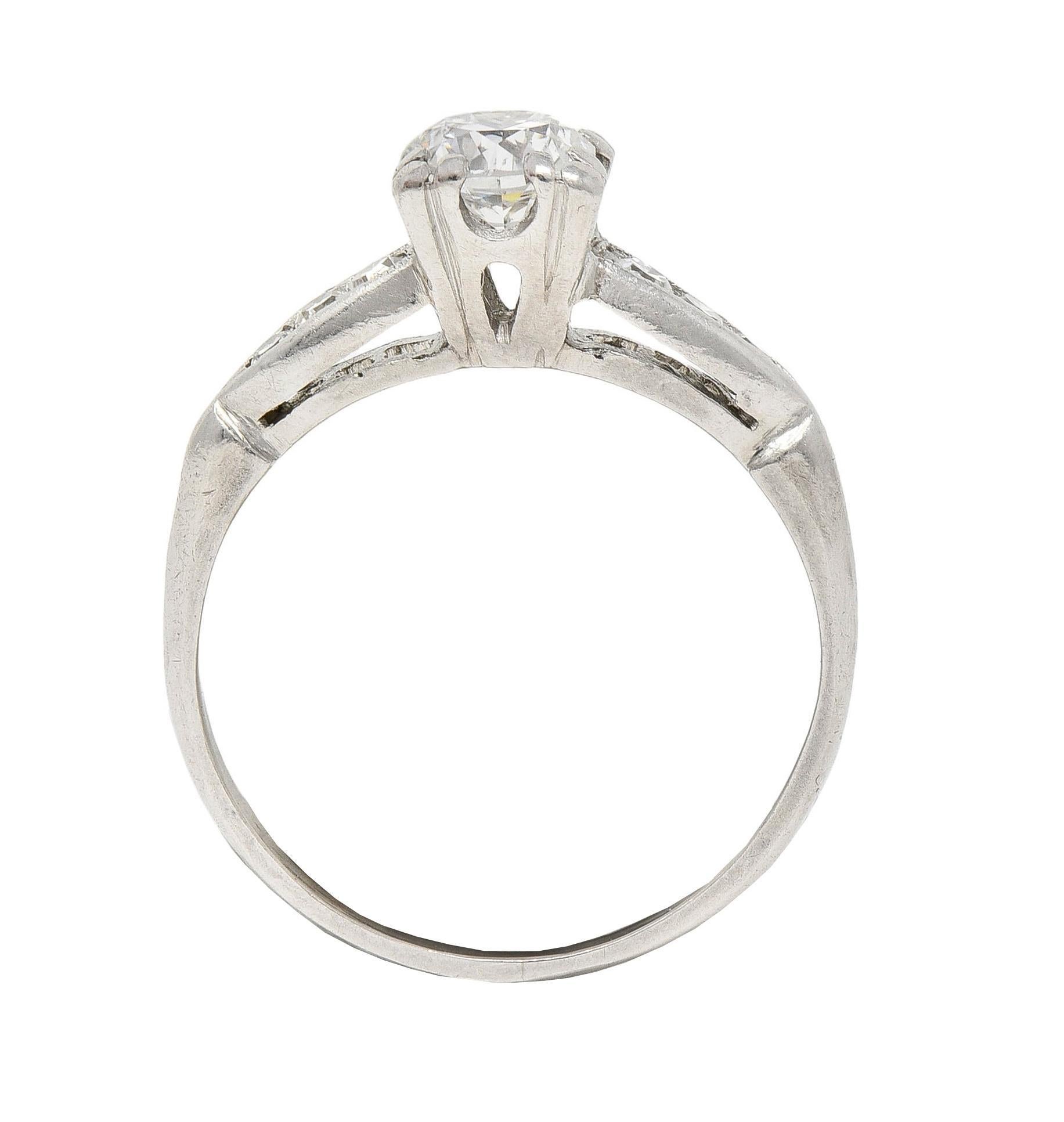 Retro 0.63 CTW Diamond Platinum Vintage Engagement Ring For Sale 4