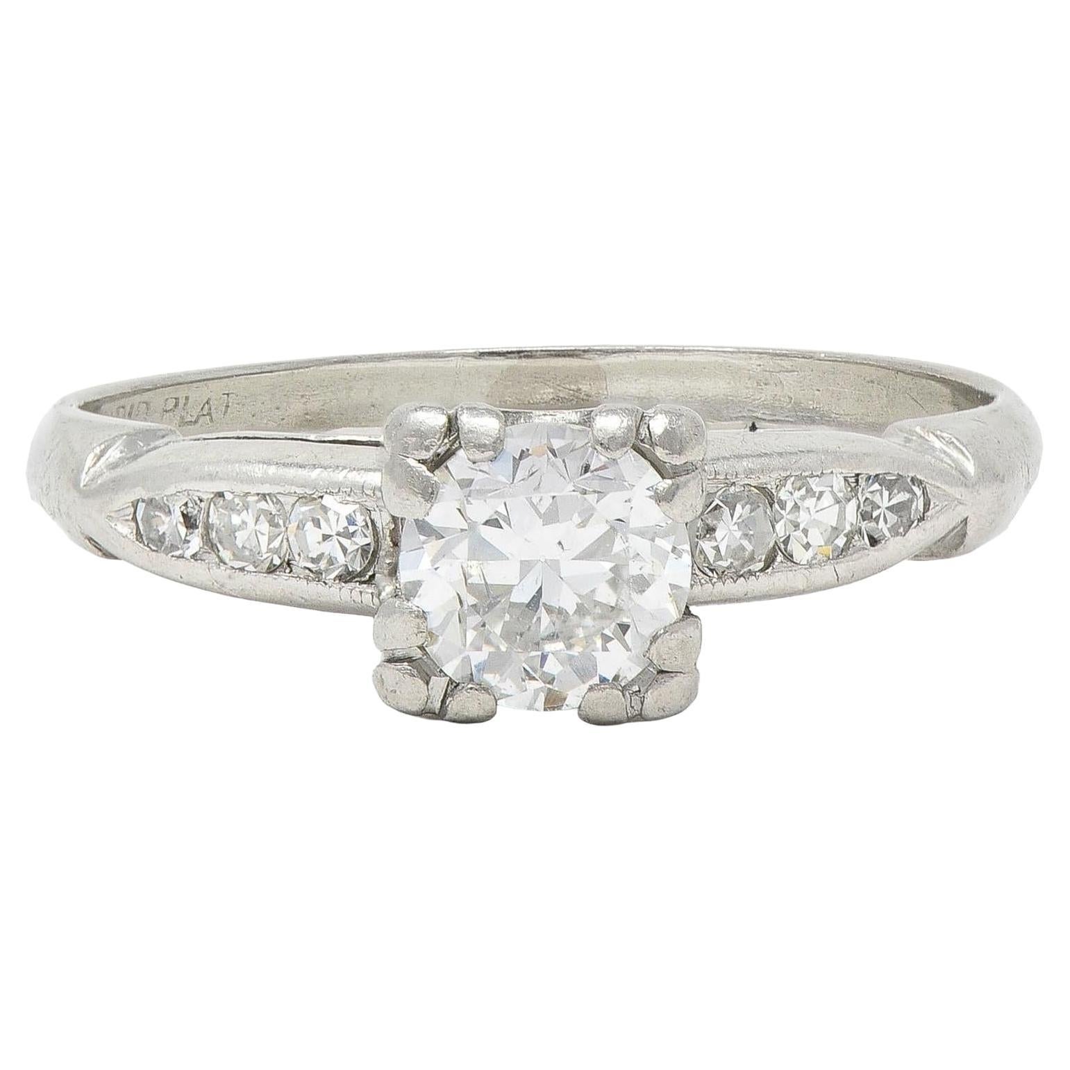 Retro 0.63 CTW Diamond Platinum Vintage Engagement Ring