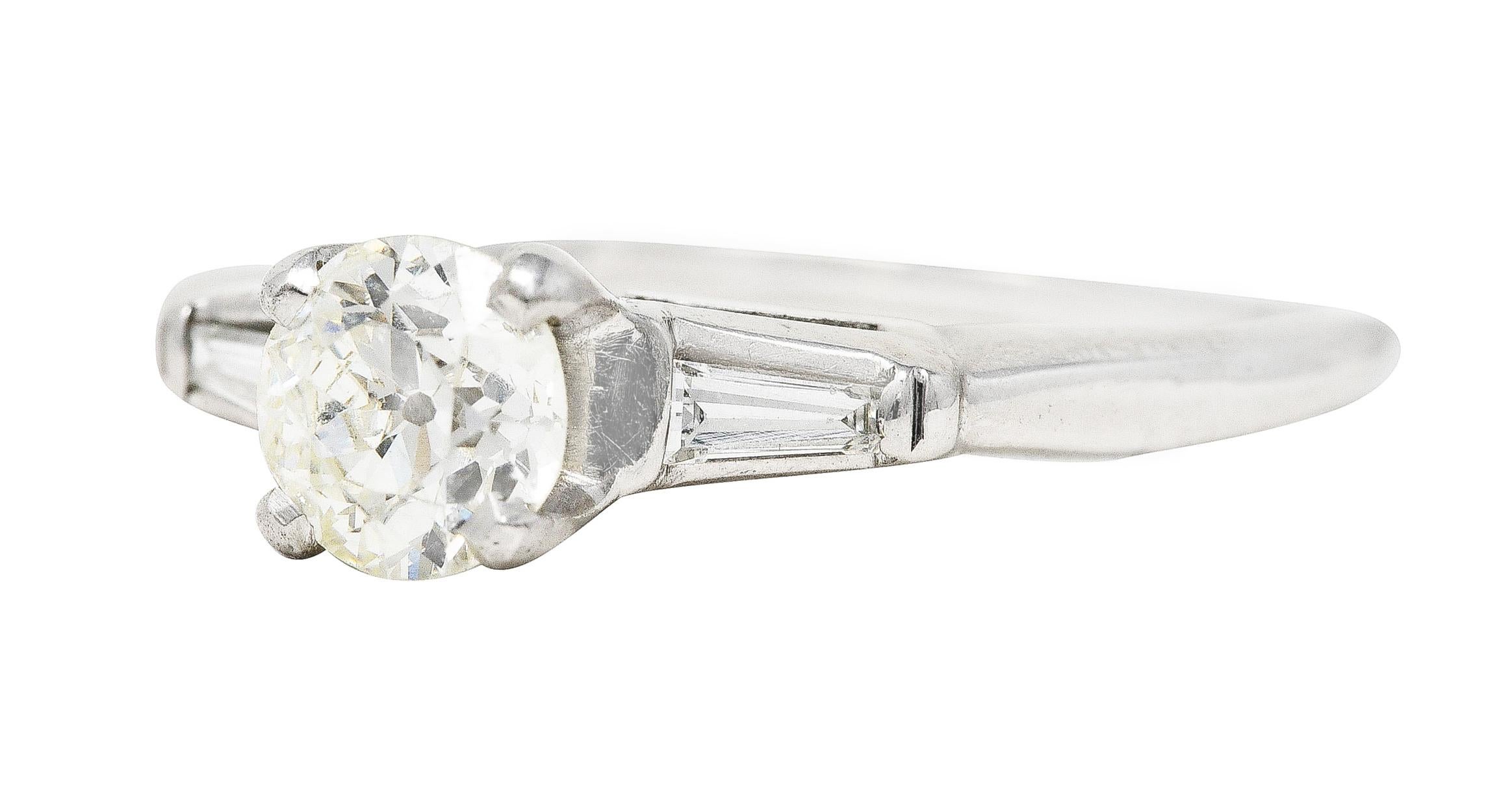 Women's or Men's Retro 0.64 Carats Old European Diamond 14 Karat White Gold Engagement Ring
