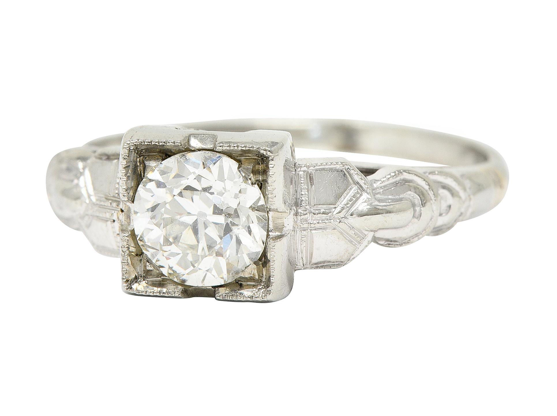 Retro 0.64 CTW Old Mine Cut Diamond 14 Karat Vintage Engagement Ring For Sale 2