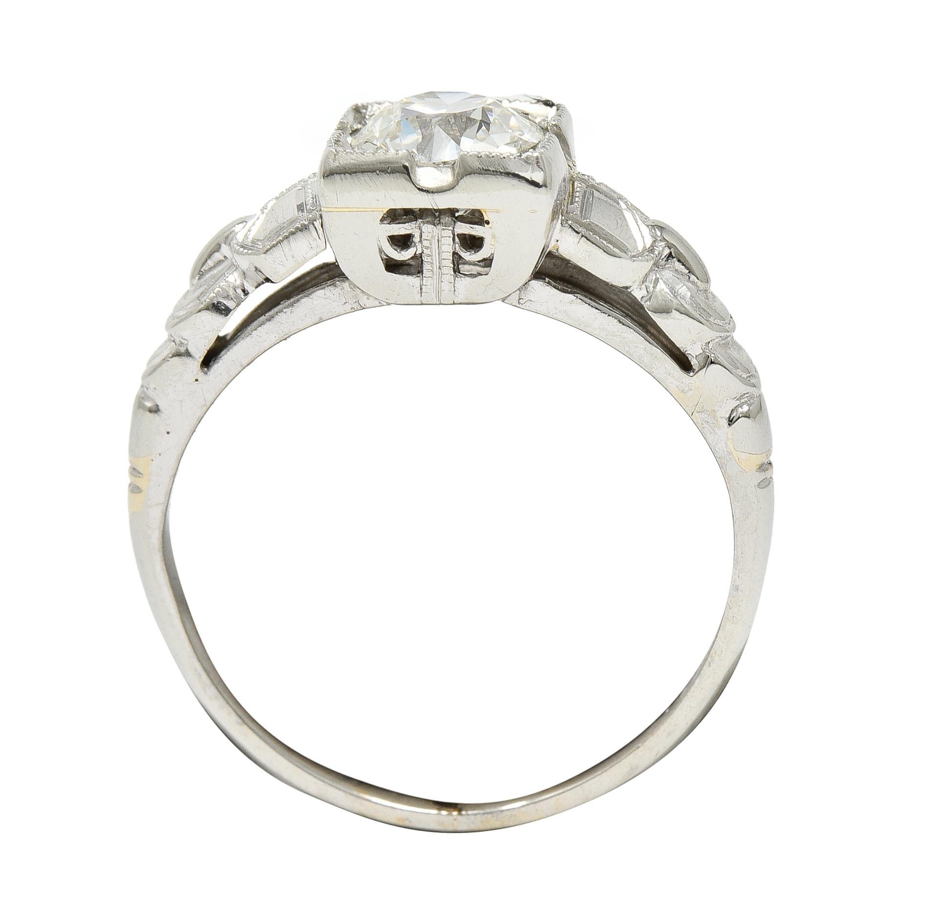 Retro 0.64 CTW Old Mine Cut Diamond 14 Karat Vintage Engagement Ring For Sale 3