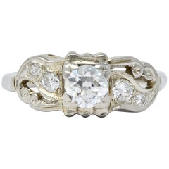 Vintage 0.65 Carat Diamond 14 Karat White Gold Engagement Ring