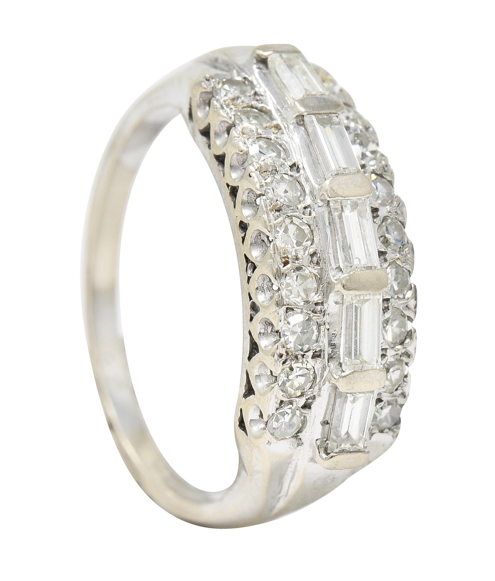 Retro 0.65 Carat Diamond 14 Karat White Gold Fishtail Band Ring For Sale 5