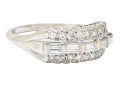 Retro 0.65 Carat Diamond 14 Karat White Gold Fishtail Band Ring