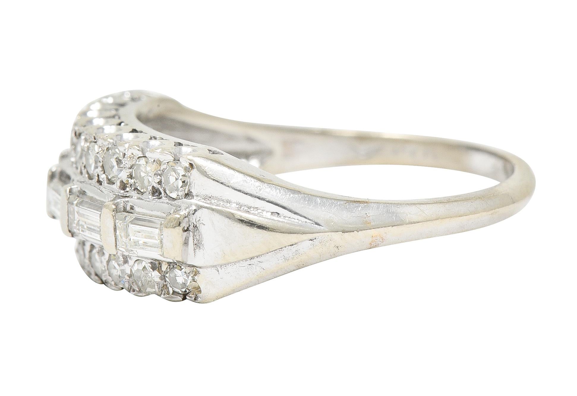 Women's or Men's Retro 0.65 Carat Diamond 14 Karat White Gold Fishtail Band Ring For Sale