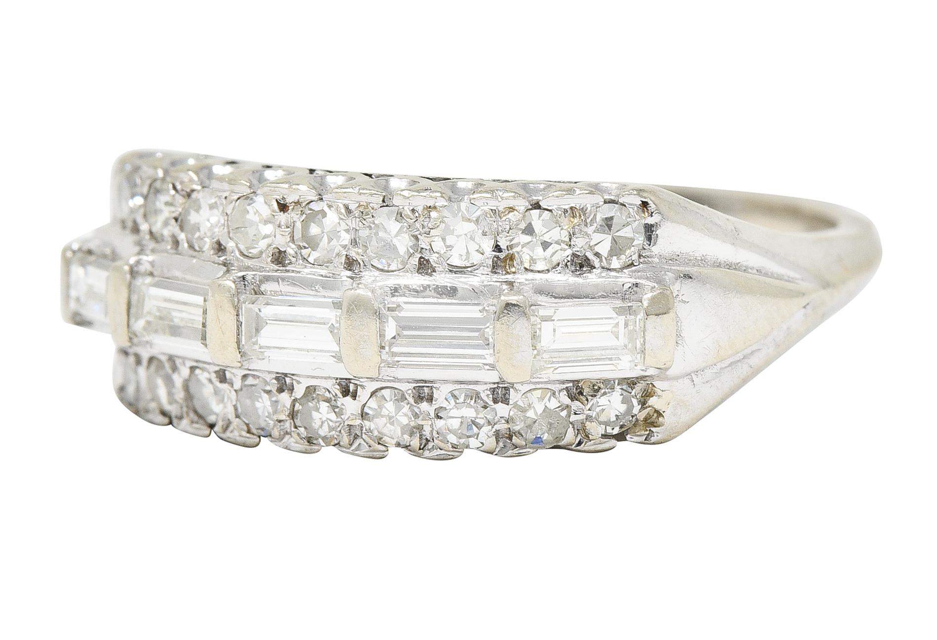 Retro 0.65 Carat Diamond 14 Karat White Gold Fishtail Band Ring For Sale 1