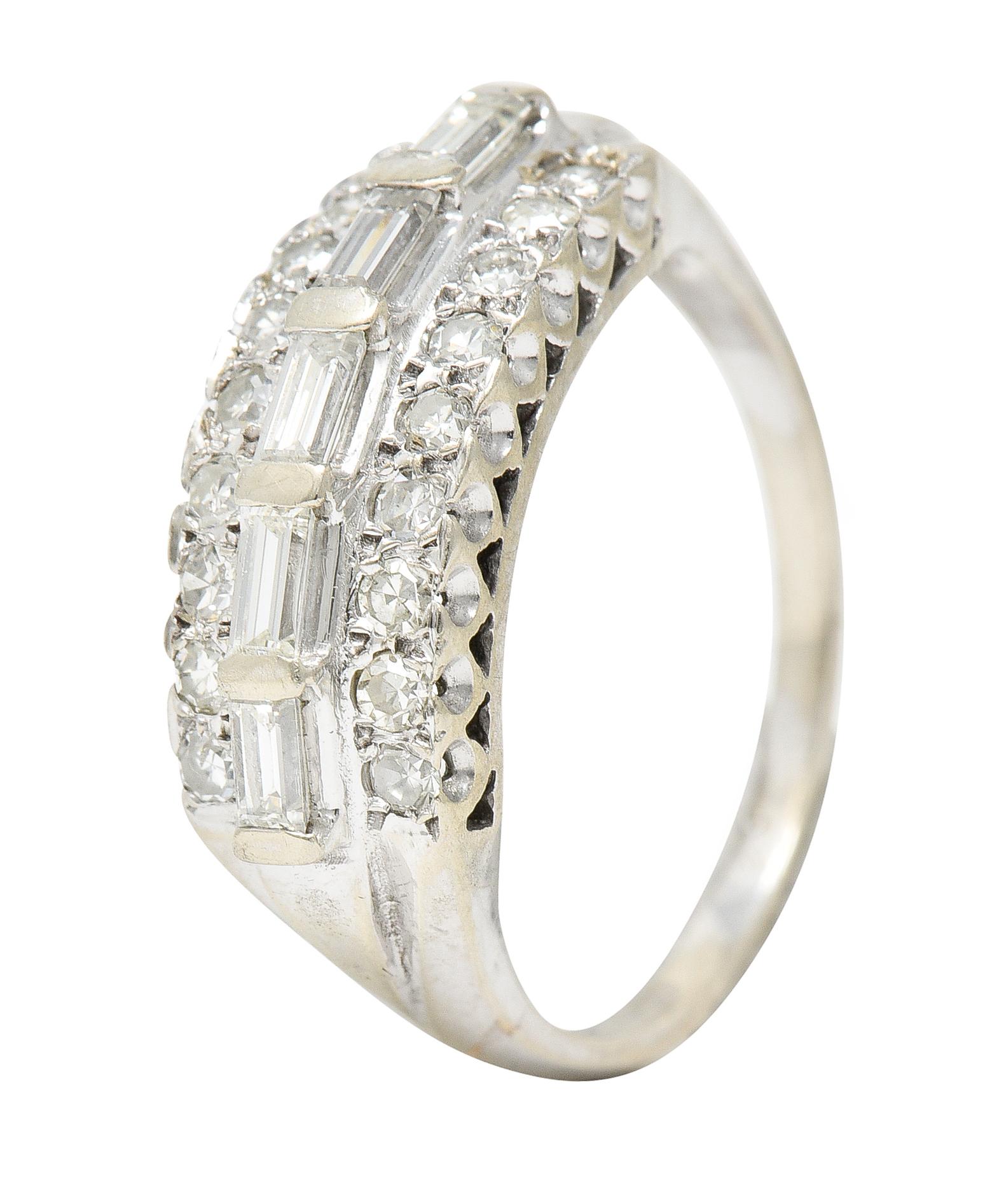 Retro 0.65 Carat Diamond 14 Karat White Gold Fishtail Band Ring For Sale 3