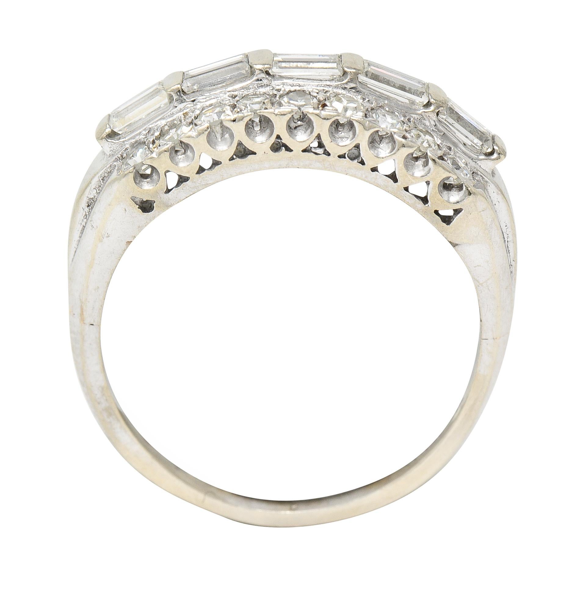 Retro 0.65 Carat Diamond 14 Karat White Gold Fishtail Band Ring For Sale 4