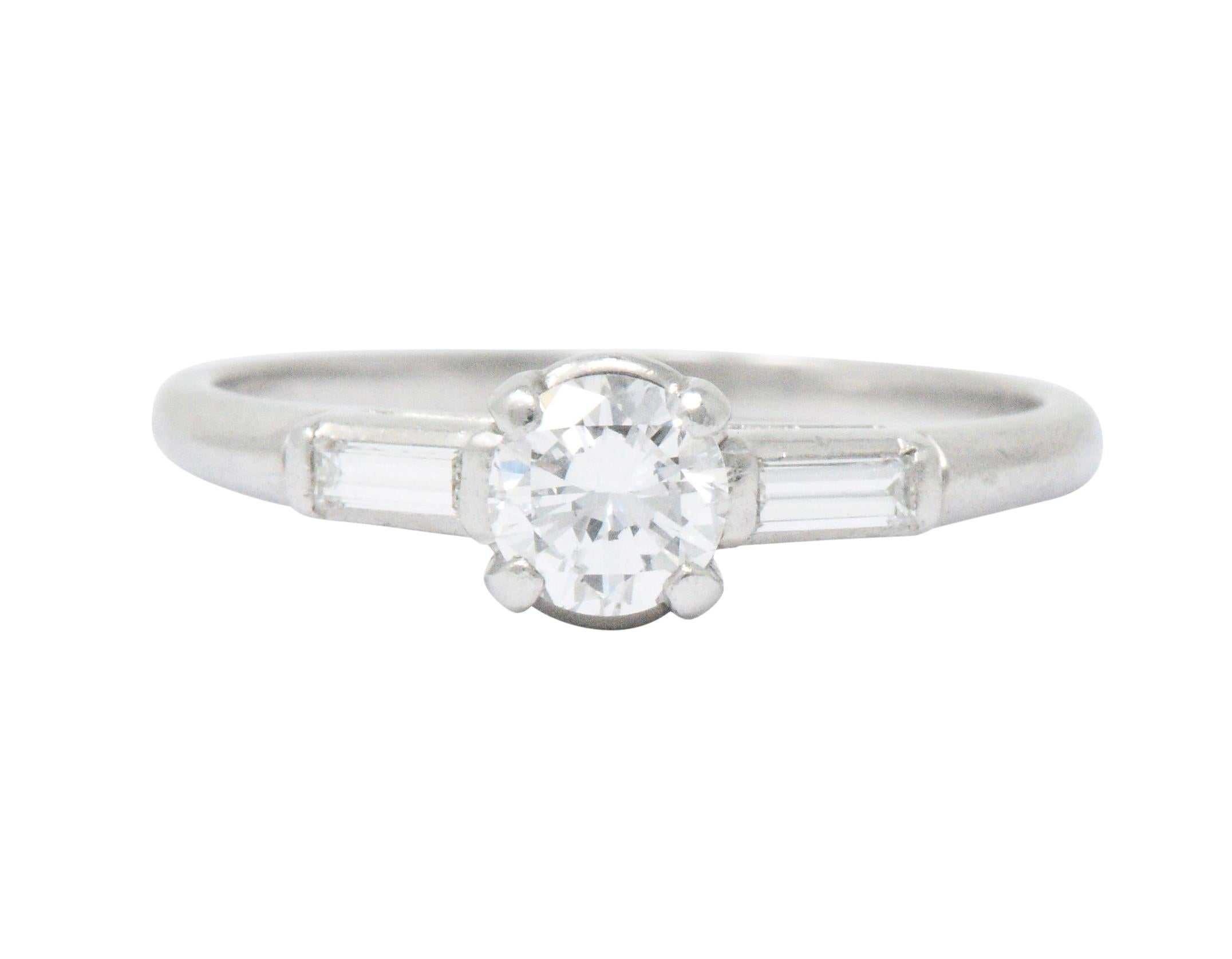 Women's or Men's Retro 0.65 CTW Diamond and Platinum Engagement Ring