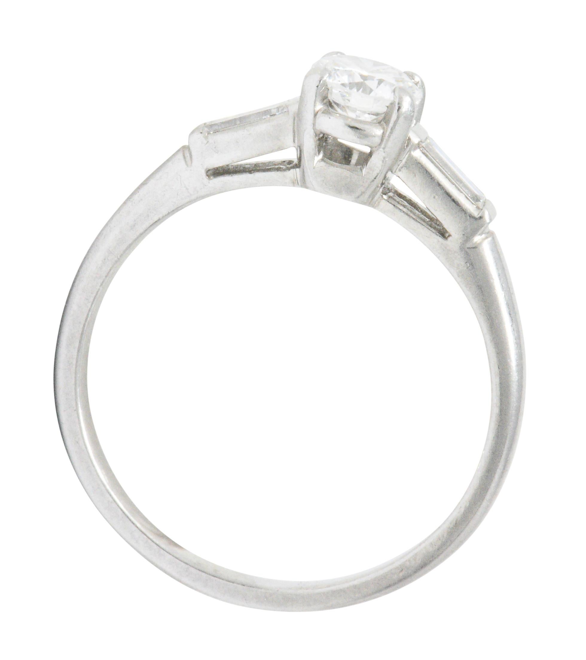 Retro 0.65 CTW Diamond and Platinum Engagement Ring 2