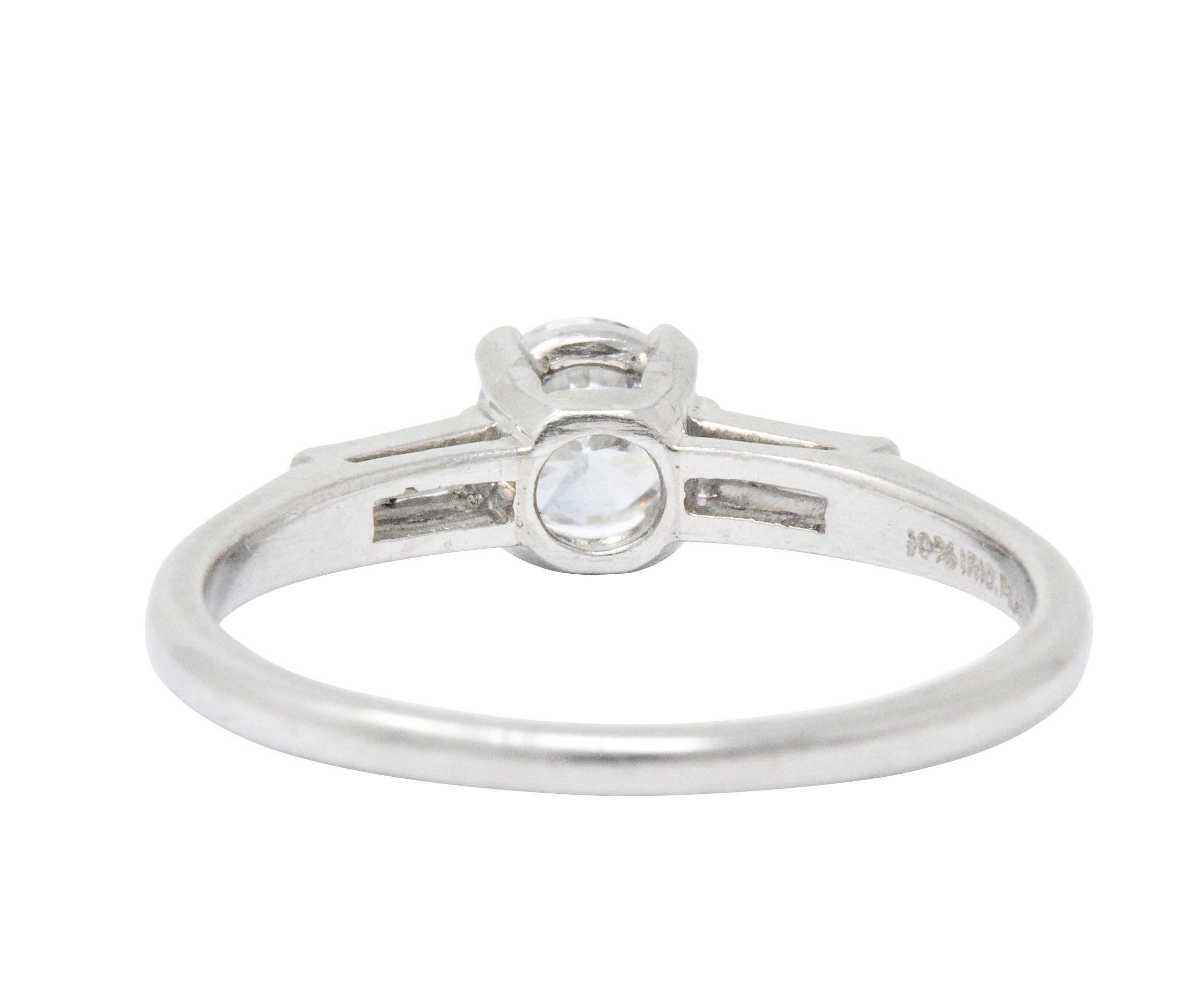Retro 0.65 CTW Diamond and Platinum Engagement Ring 3