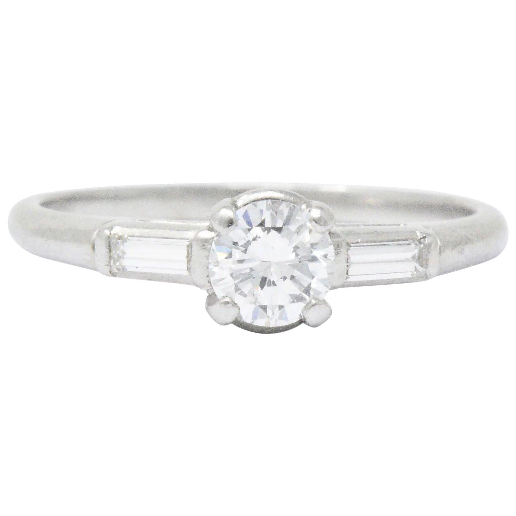 Retro 0.65 CTW Diamond and Platinum Engagement Ring