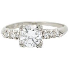 Retro 0.68 Carat Diamond Platinum Fishtail Engagement Ring