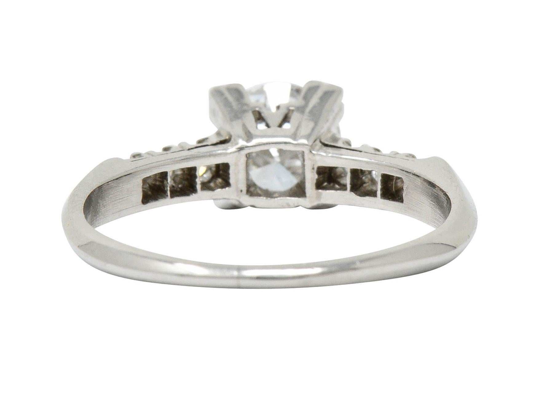 Retro Retro 0,68 Karat Diamant Platin Fischschwanz Verlobungsring im Zustand „Hervorragend“ in Philadelphia, PA