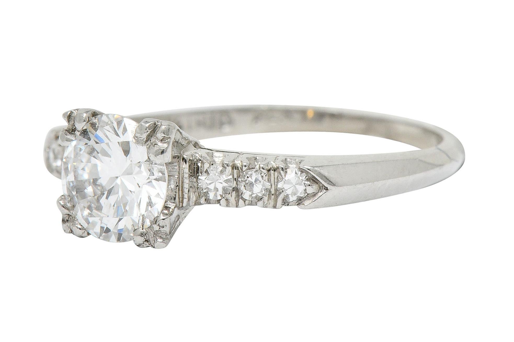 Single Cut Retro 0.68 Carat Diamond Platinum Fishtail Engagement Ring