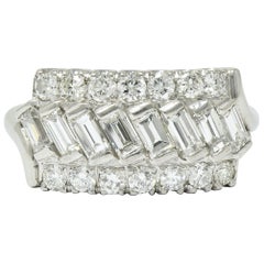 Retro 0.75 Carat Diamond Platinum Fishtail Band Ring