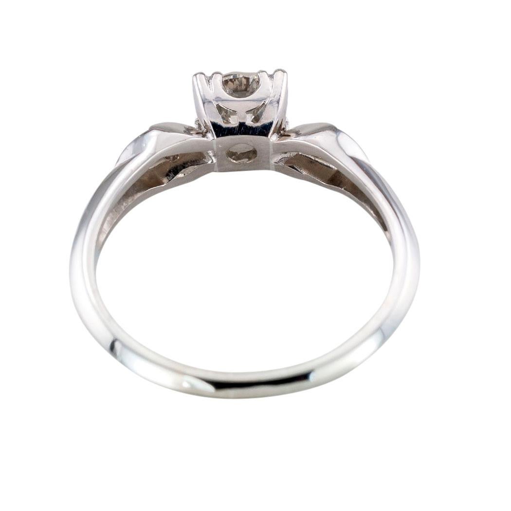 Round Cut Retro 0.75 Carat Diamond Solitaire Palladium Engagement Ring