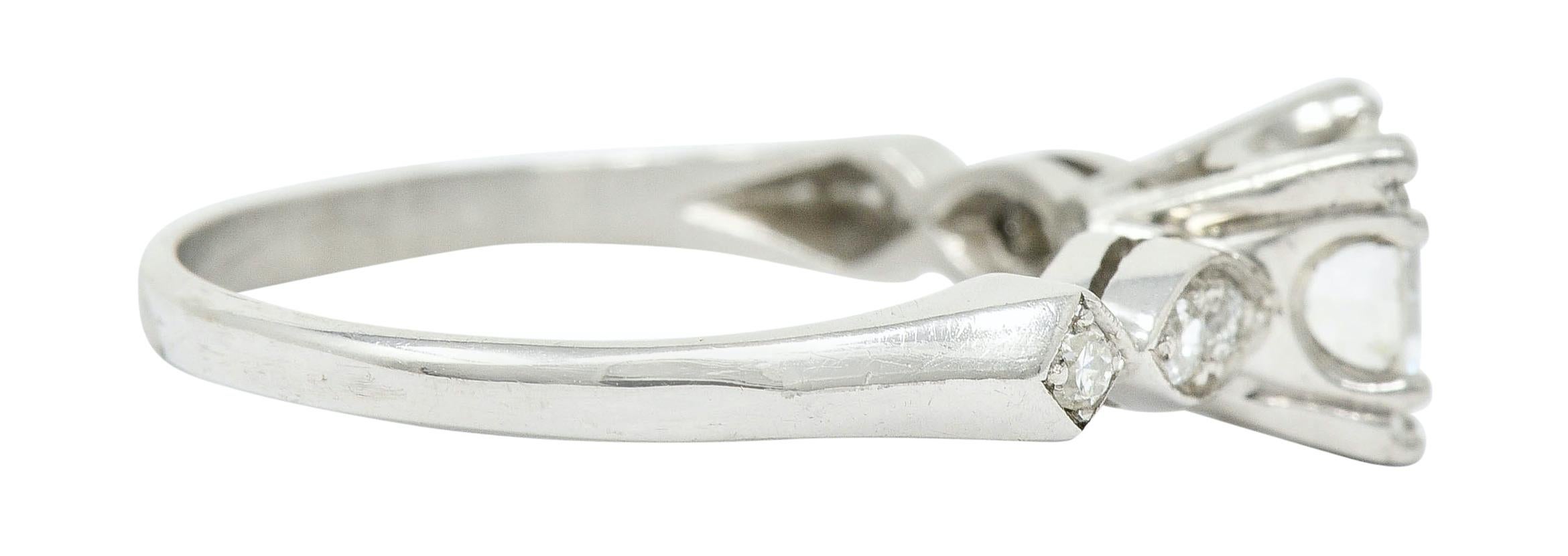 Retro Mid-Century 0.88 Carat Diamond Platinum Engagement Ring