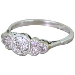 Vintage 0.89 Carat Old Cut Diamond Seven-Stone Ring