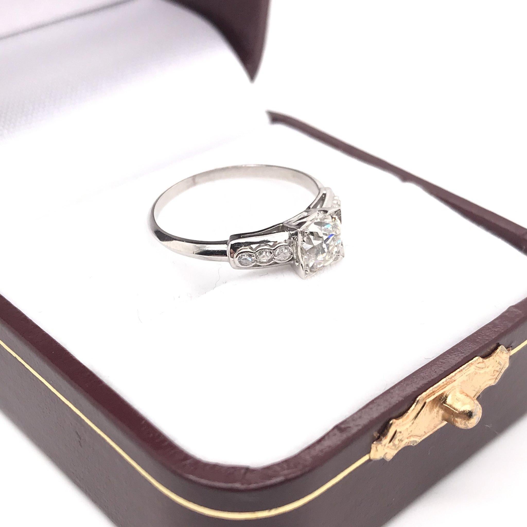 Retro 0,90 Karat Diamant-Verlobungsring mit alteuropäischem Schliff 8