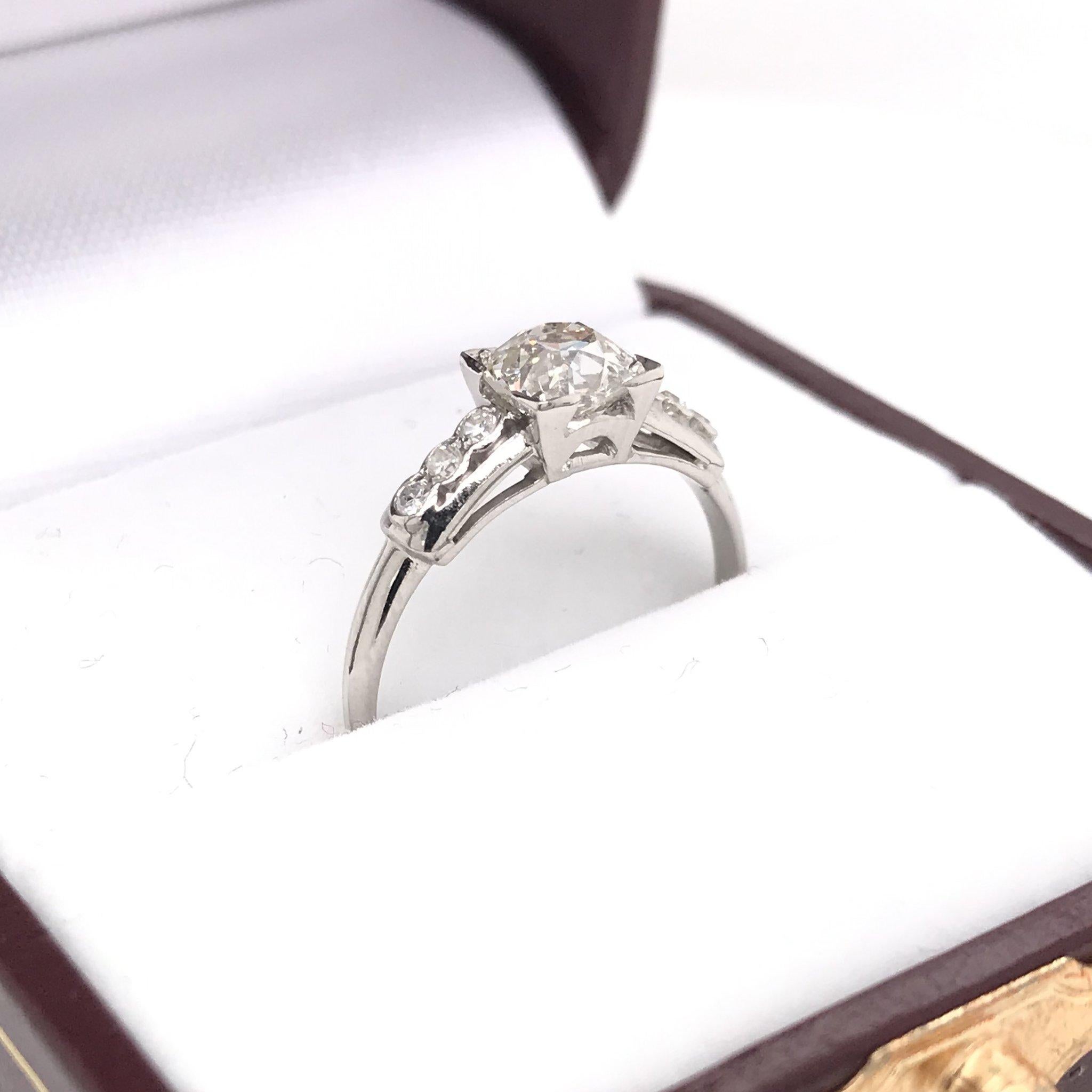 Retro 0,90 Karat Diamant-Verlobungsring mit alteuropäischem Schliff 4