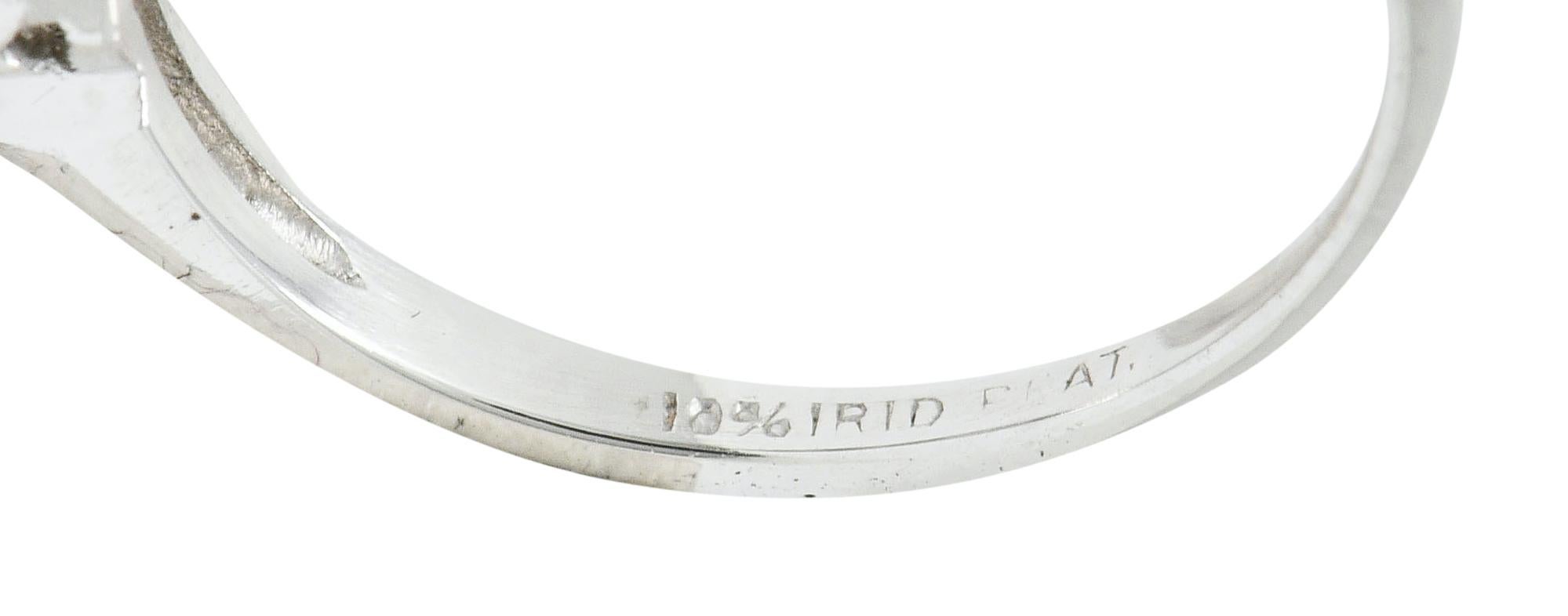 Mid-Century 0.90 Carat Diamond Platinum Fishtail Cluster Engagement Ring For Sale 2