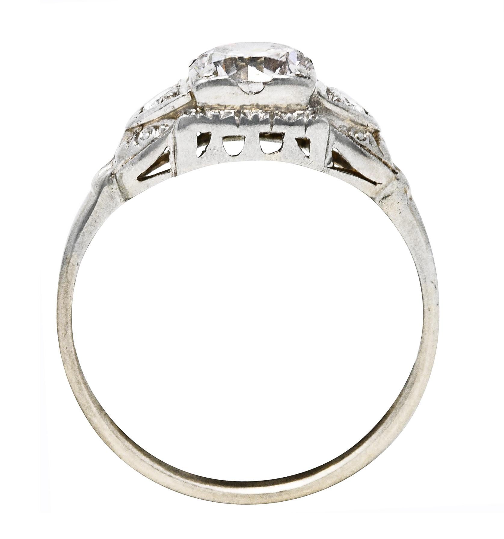 Retro 0.95 Carats Diamond 14 Karat White Gold Princess Engagement Ring 2