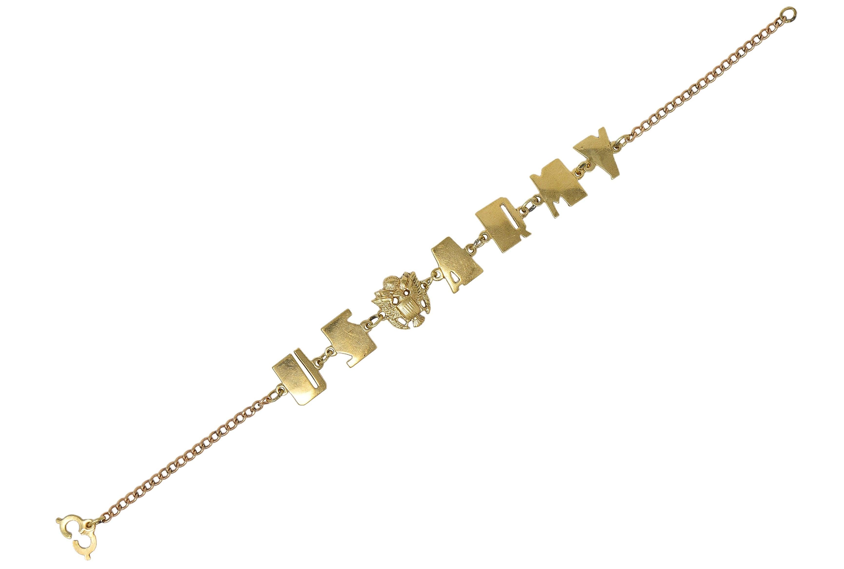 Rétro Retro 10 Karat Yellow Gold Vintage U.S. Army Link Bracelet en vente