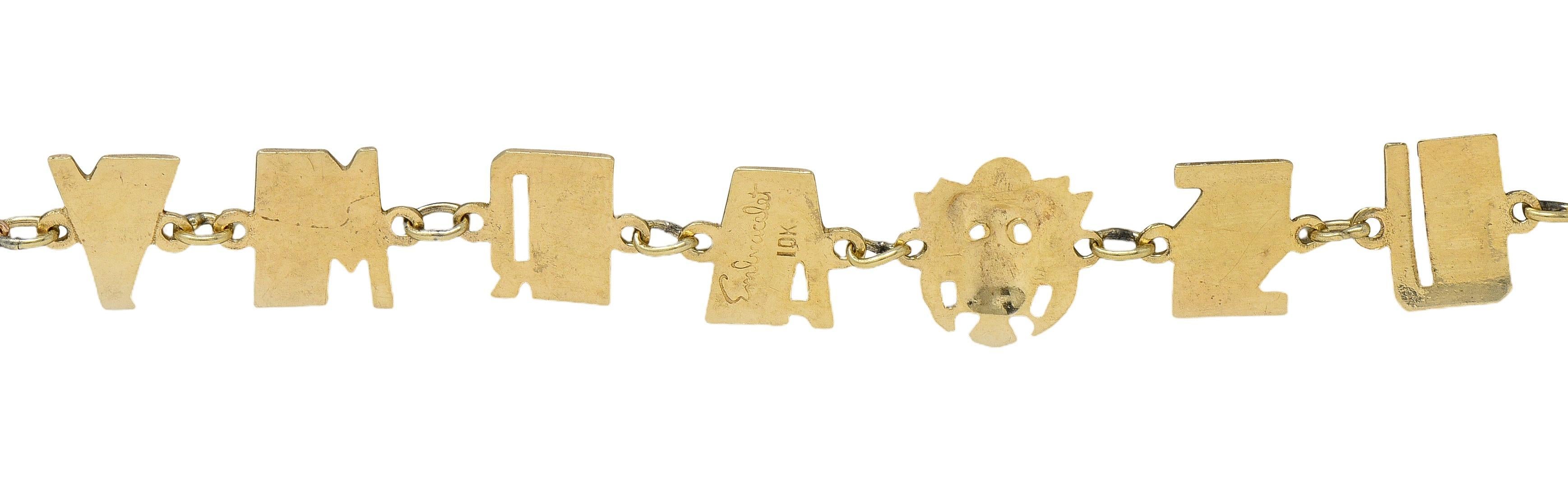 Retro 10 Karat Yellow Gold Vintage U.S. Army Link Bracelet en vente 2