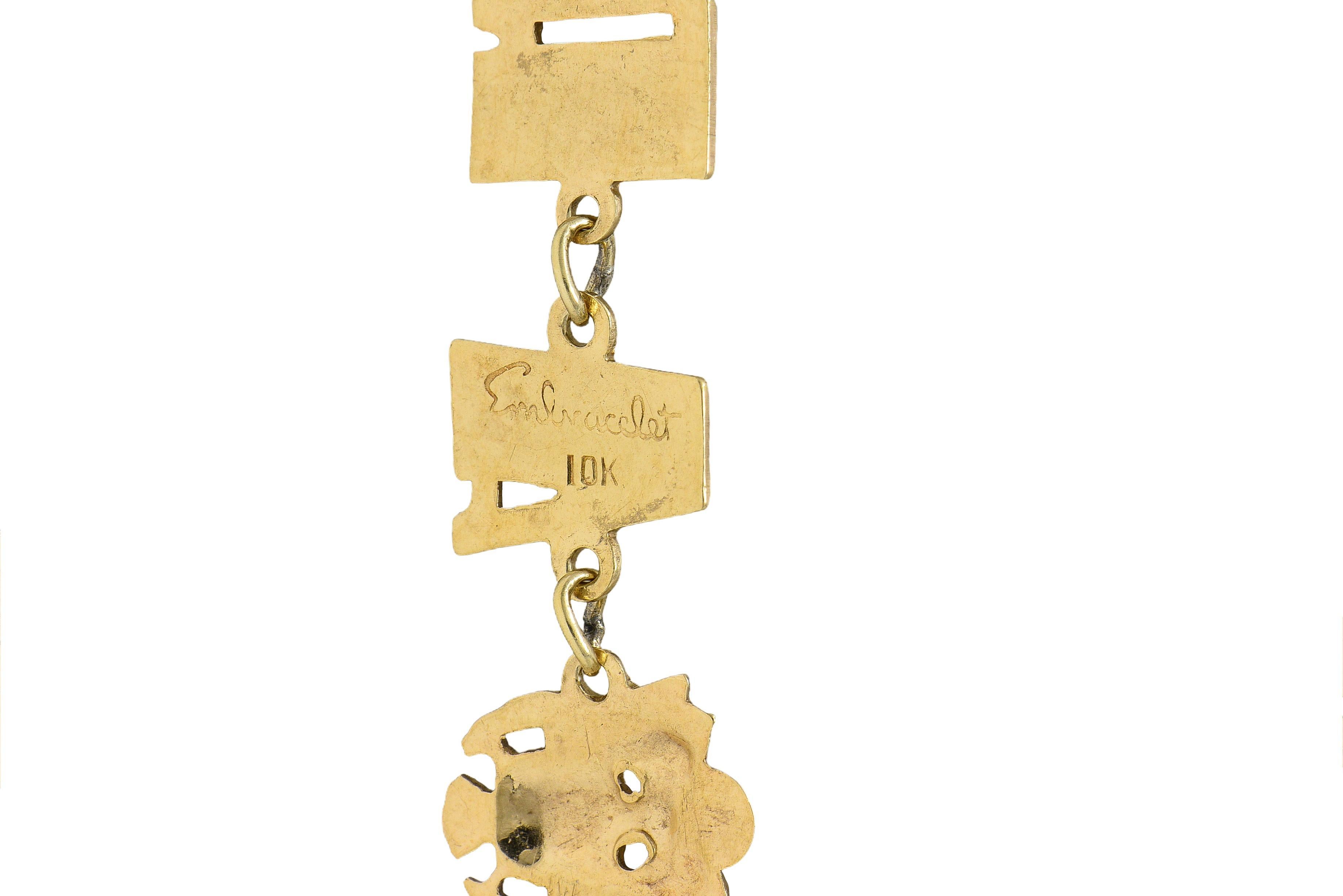 Retro 10 Karat Yellow Gold Vintage U.S. Army Link Bracelet en vente 3