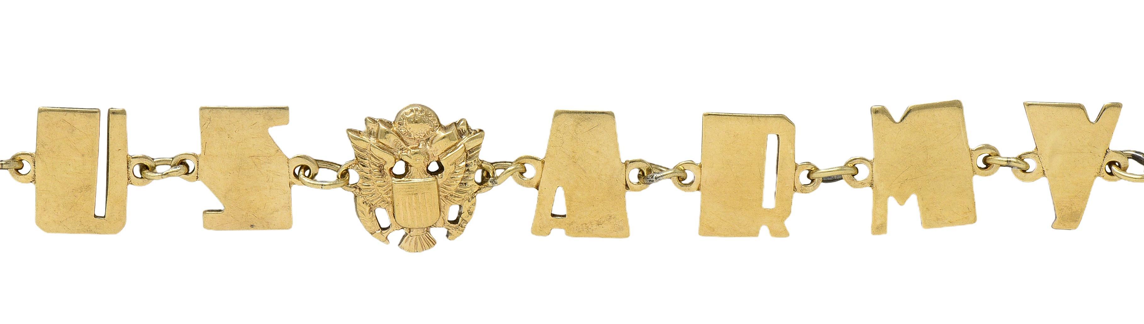 Retro 10 Karat Yellow Gold Vintage U.S. Army Link Bracelet en vente 4