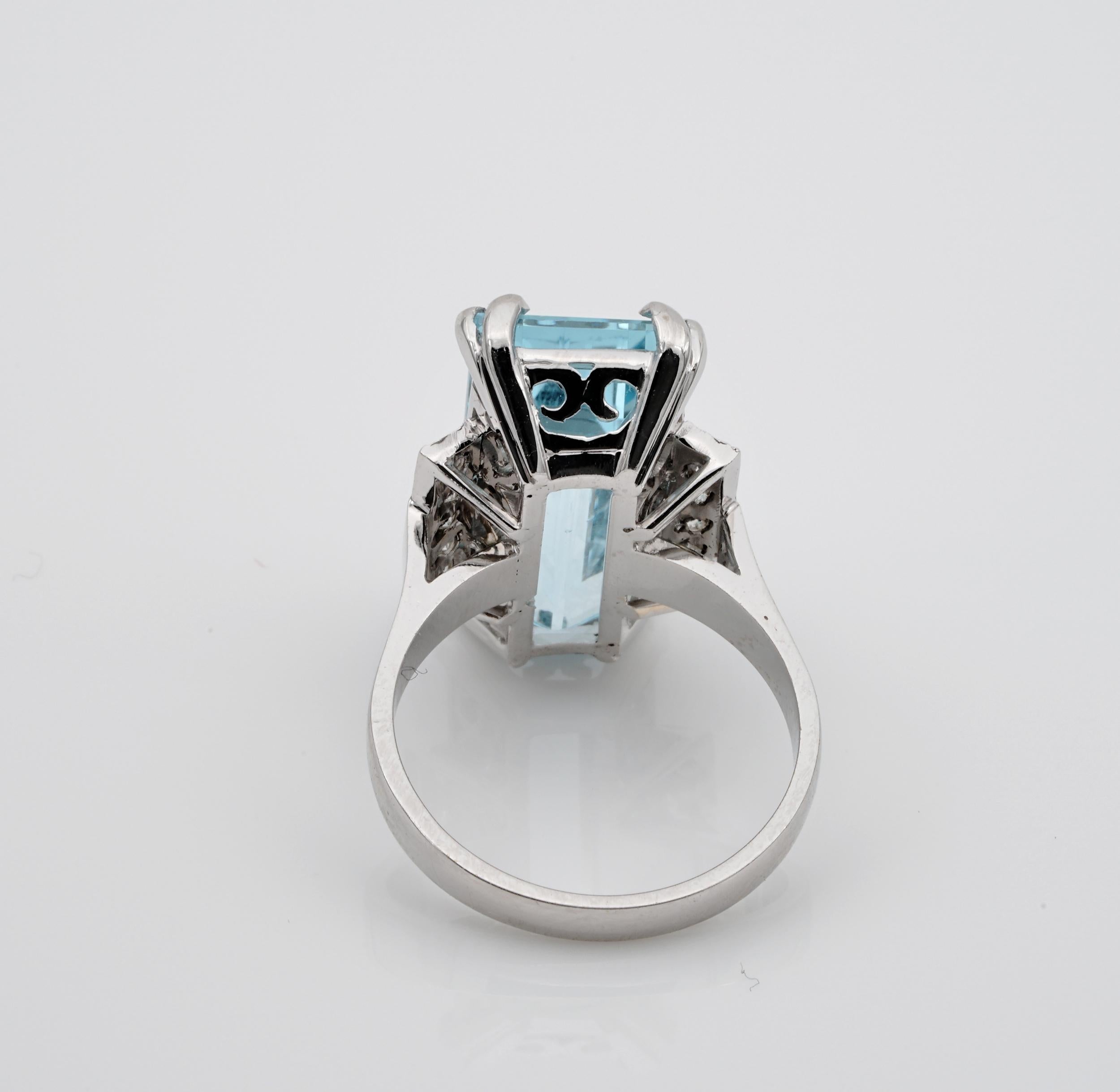 Retro 10.00 Ct Aquamarine Diamond 18 Kt Ring 3