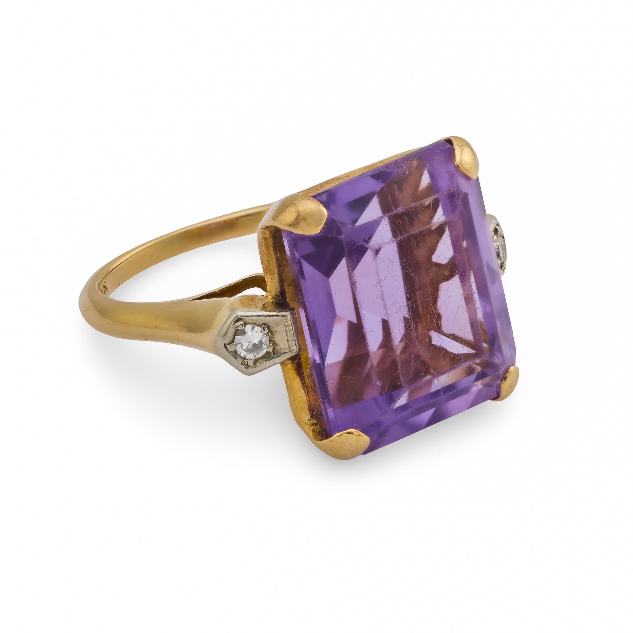 Bague cocktail rétro 10,20 carats améthyste diamant 14k or jaune et blanc Bon état - En vente à Beverly Hills, CA