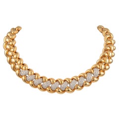 Retro 11 Carat Diamond and 18 Karat Yellow Gold Necklace 209.43gr