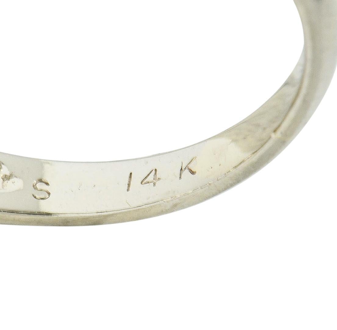 Retro 1.25 Carat Diamond 14 Karat White Gold Fishtail Band Ring 2
