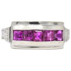 Retro 1.25 Carat Ruby 14 Karat White Gold Ring