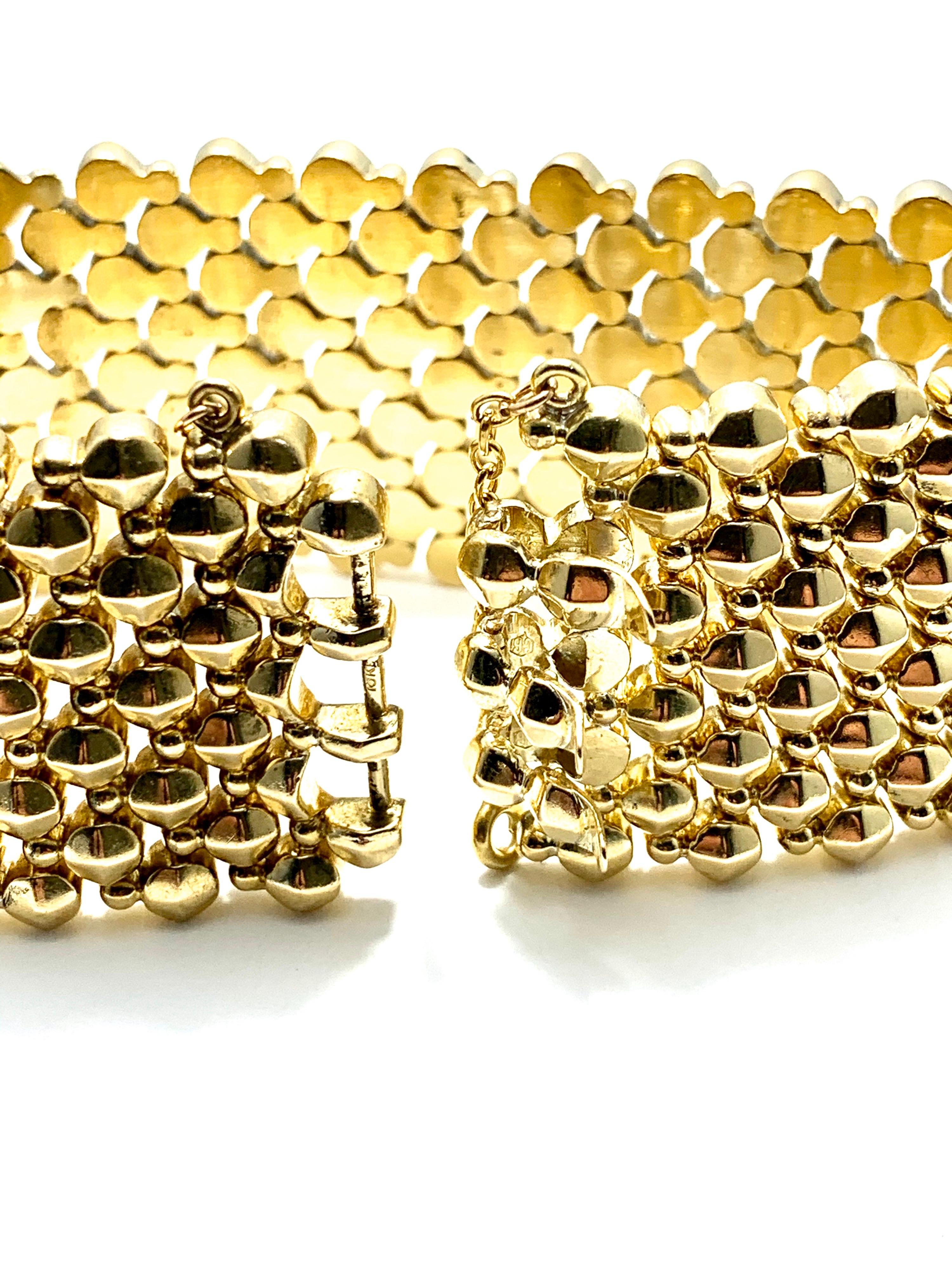Women's or Men's Retro Wide 18 Karat Yellow Gold Bracelet