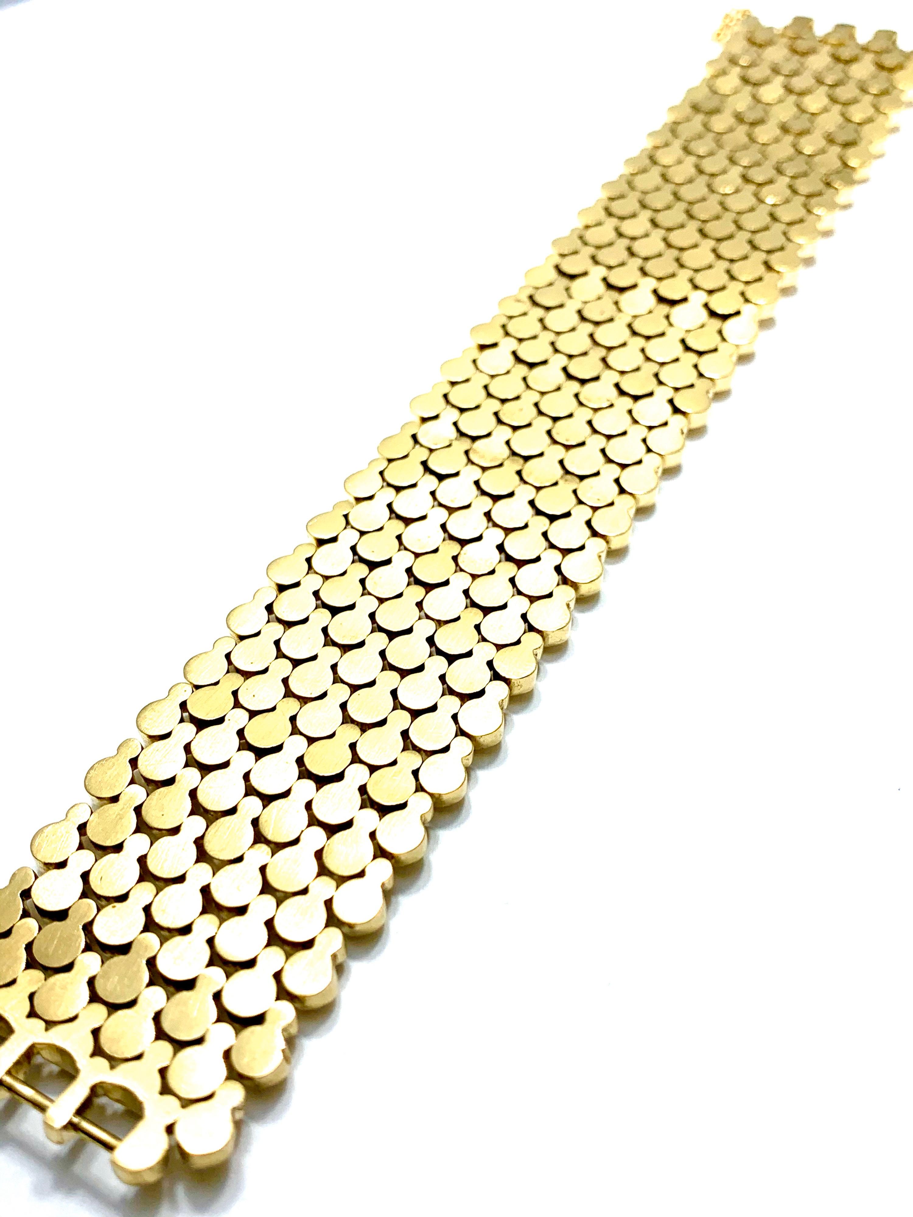 Retro Wide 18 Karat Yellow Gold Bracelet 3