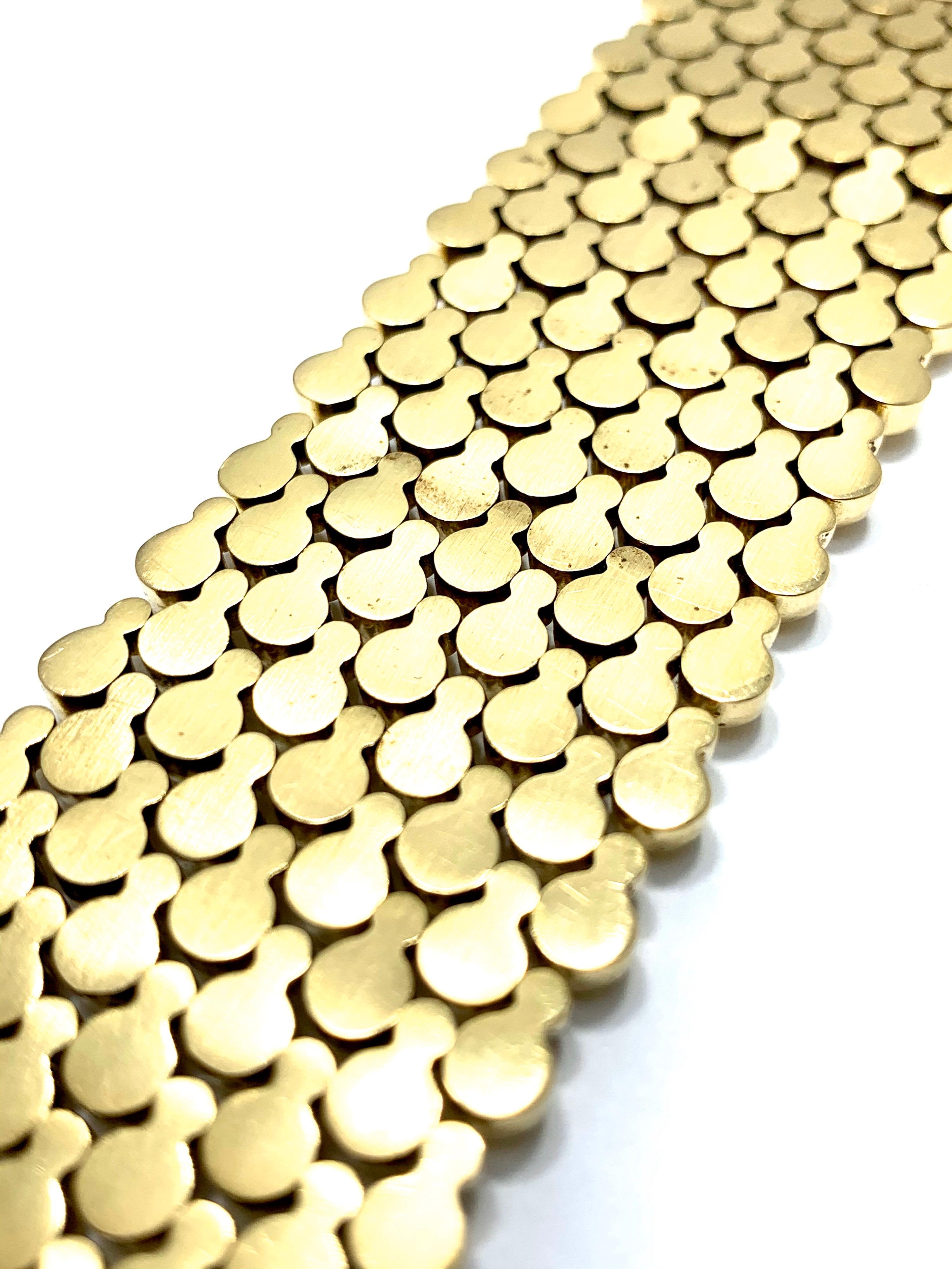 Retro Wide 18 Karat Yellow Gold Bracelet 4