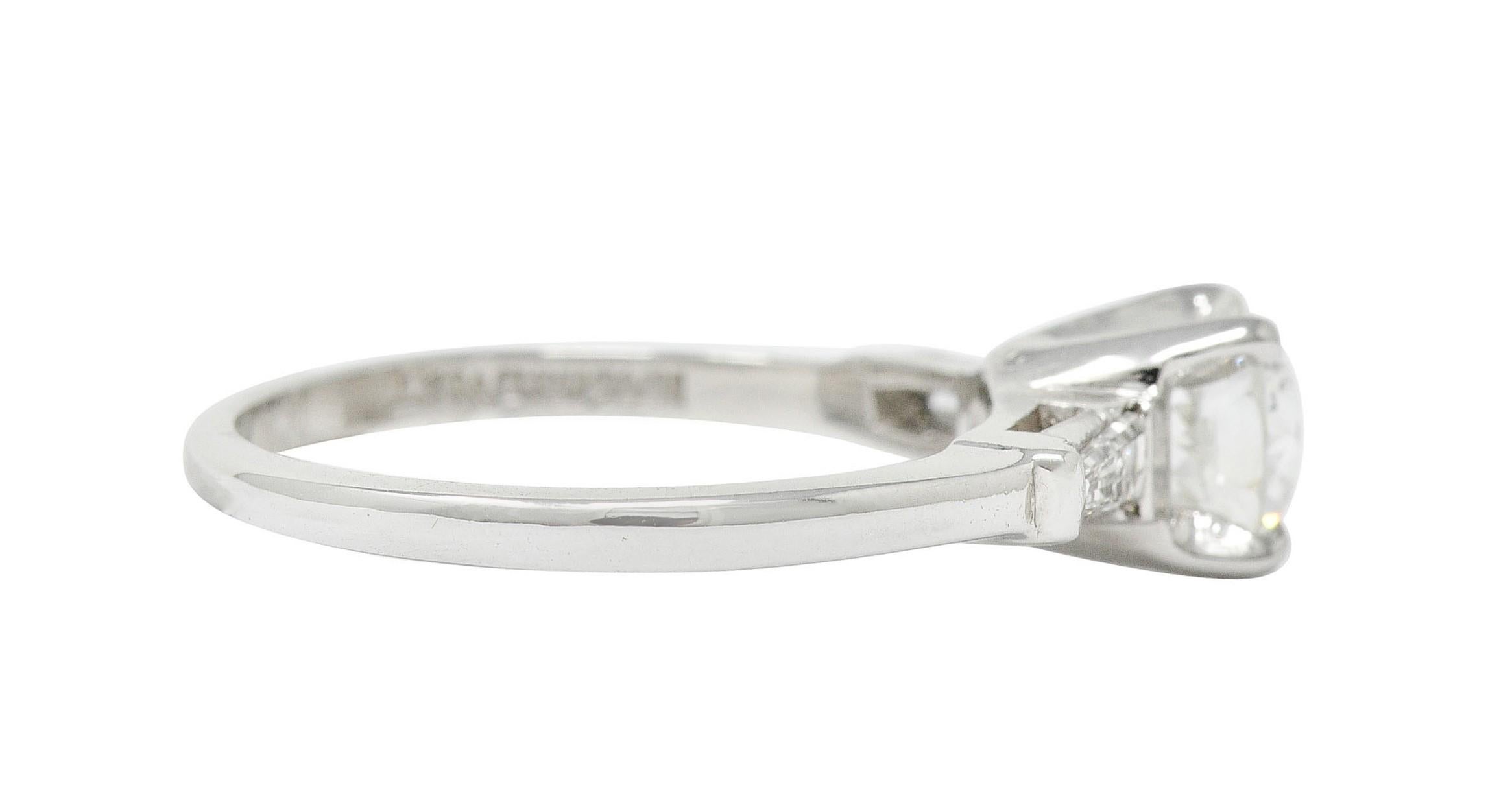 Retro Mid-Century 1.26 Carats Old European Cut Diamond Platinum Engagement Ring GIA