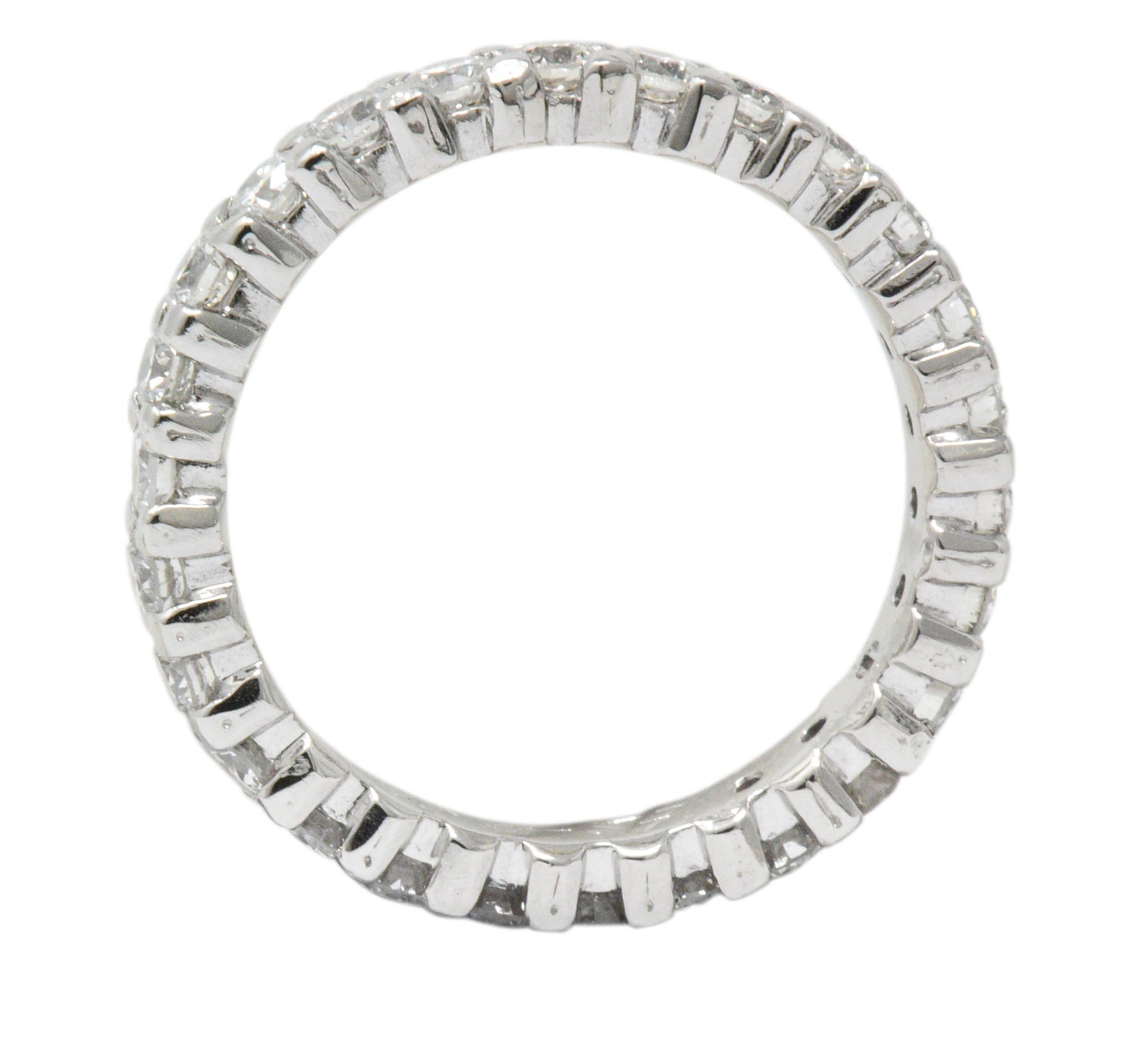 Retro 1.30 Carat Diamond Platinum Eternity Band or Stackable Ring In Excellent Condition In Philadelphia, PA