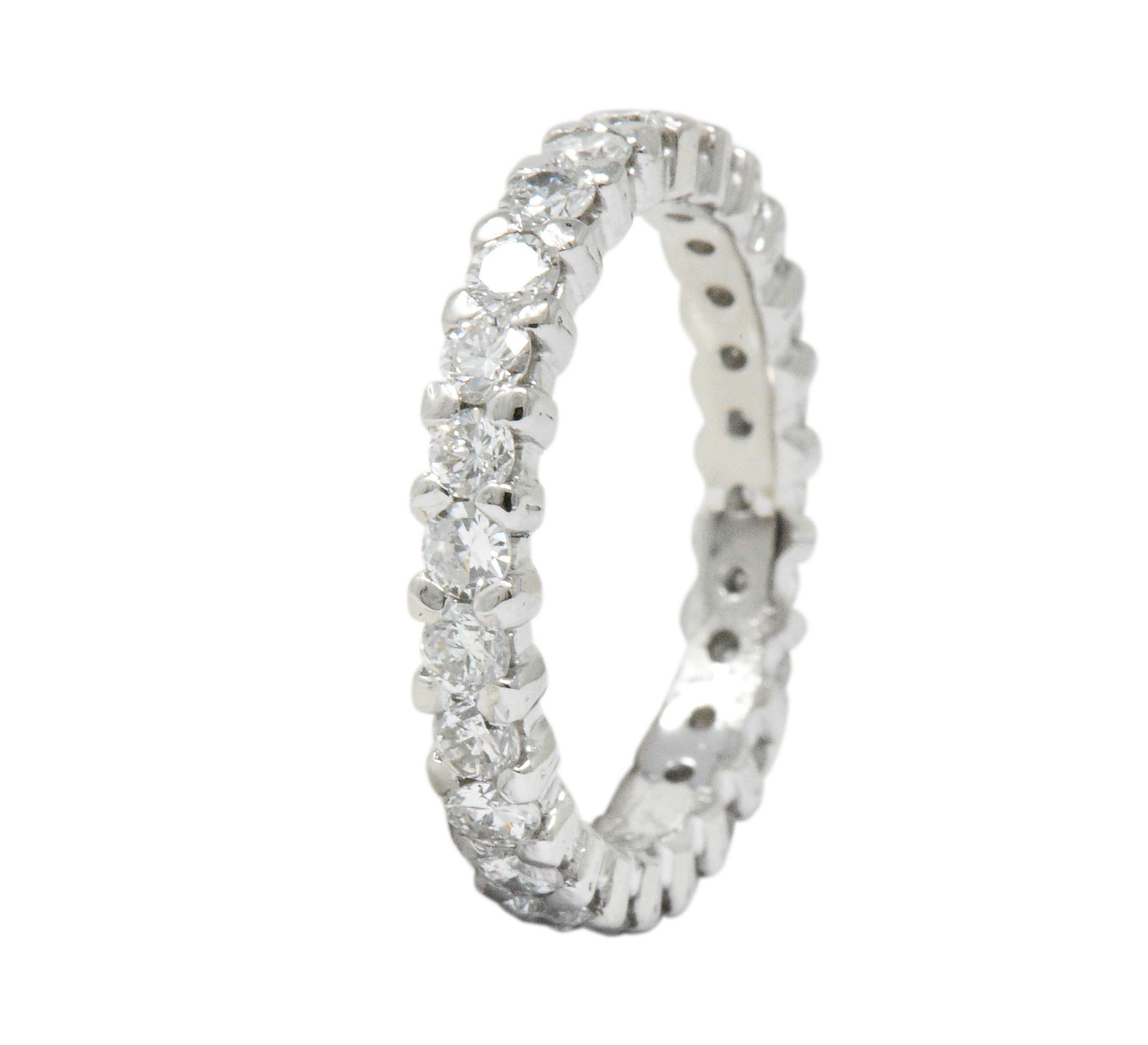 Women's or Men's Retro 1.30 Carat Diamond Platinum Eternity Band or Stackable Ring